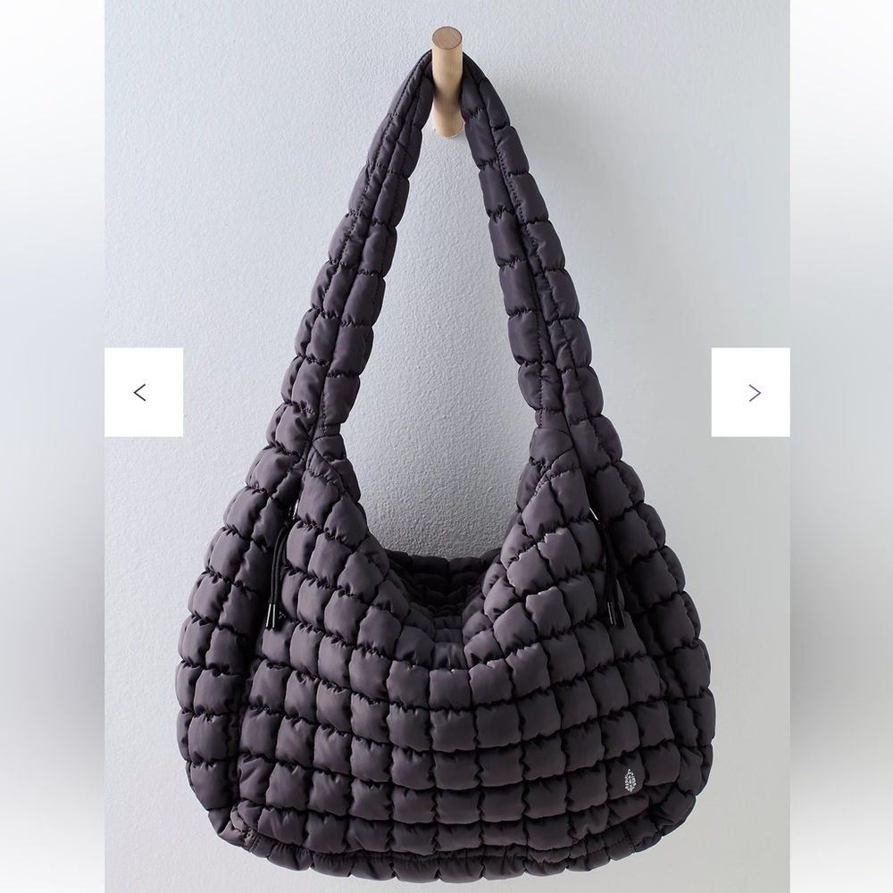 FP Movement by Free People Quilted Puffy Hobo Shoulder Bag in Charcoal